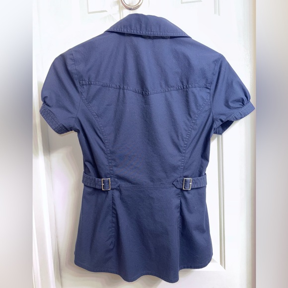 Express Dark Blue Short Sleeve Western Take, adjustable waist - Picture 5 of 12